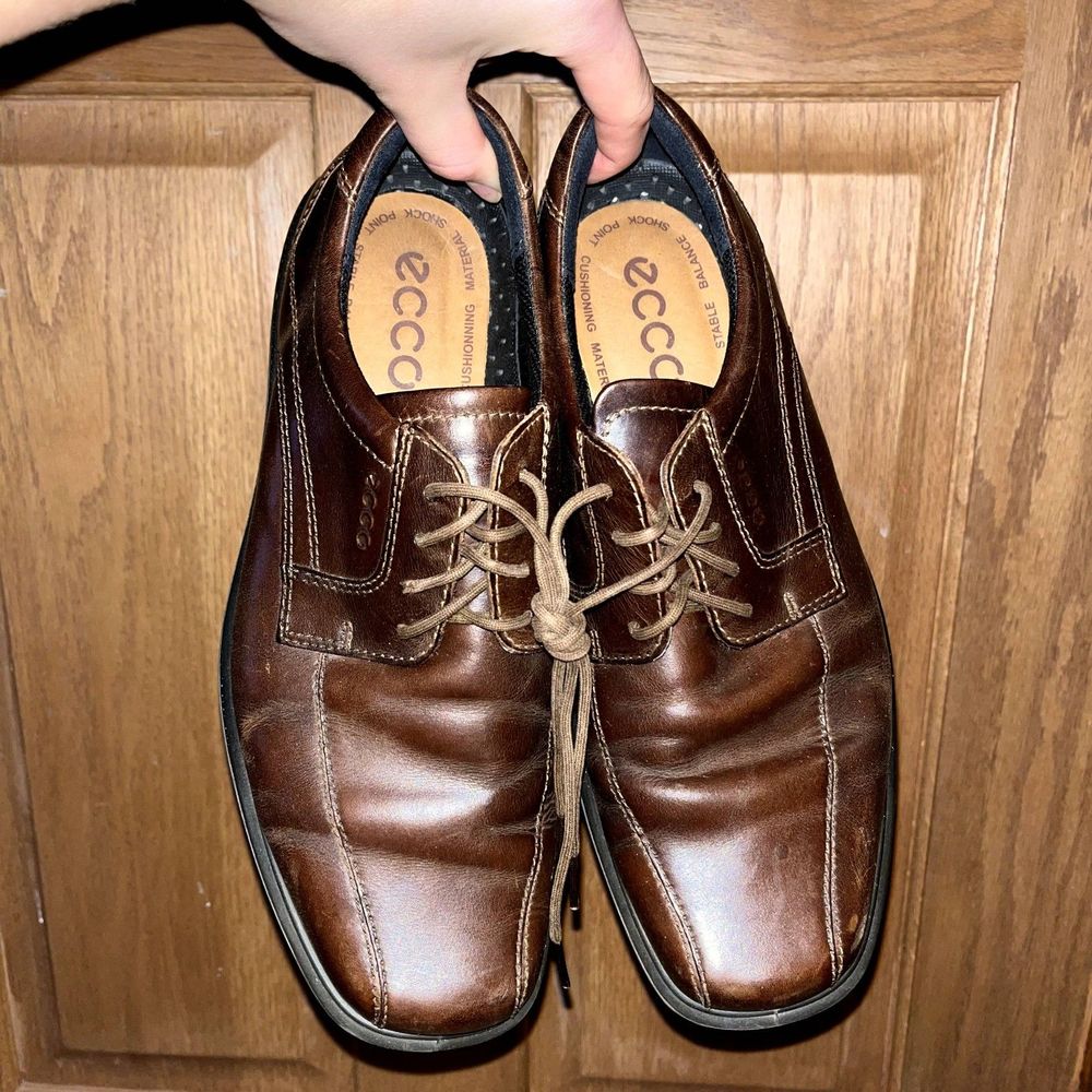 Ecco Men's 43 (9.5) Brown Comfort Shock Point Dress Shoe Stable Balance - Picture 2 of 10